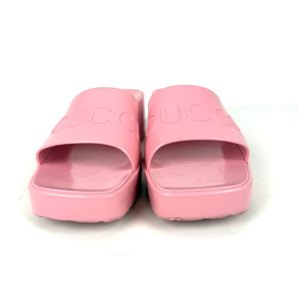 GUCCI Rubber Pink Wild Rose Platform Slide Sandals 36, 6 - Picture 6 of 15